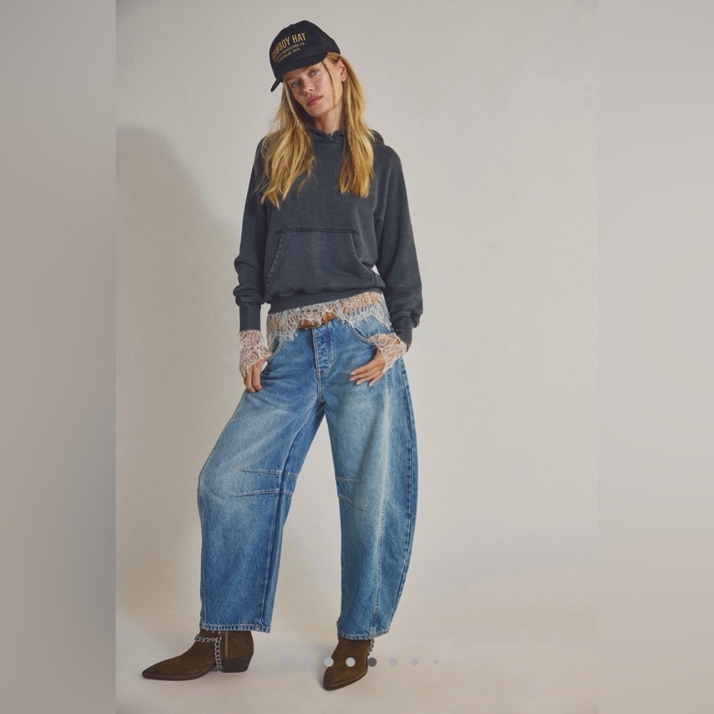 We The Free Good Luck Mid-Rise Barrel Jeans